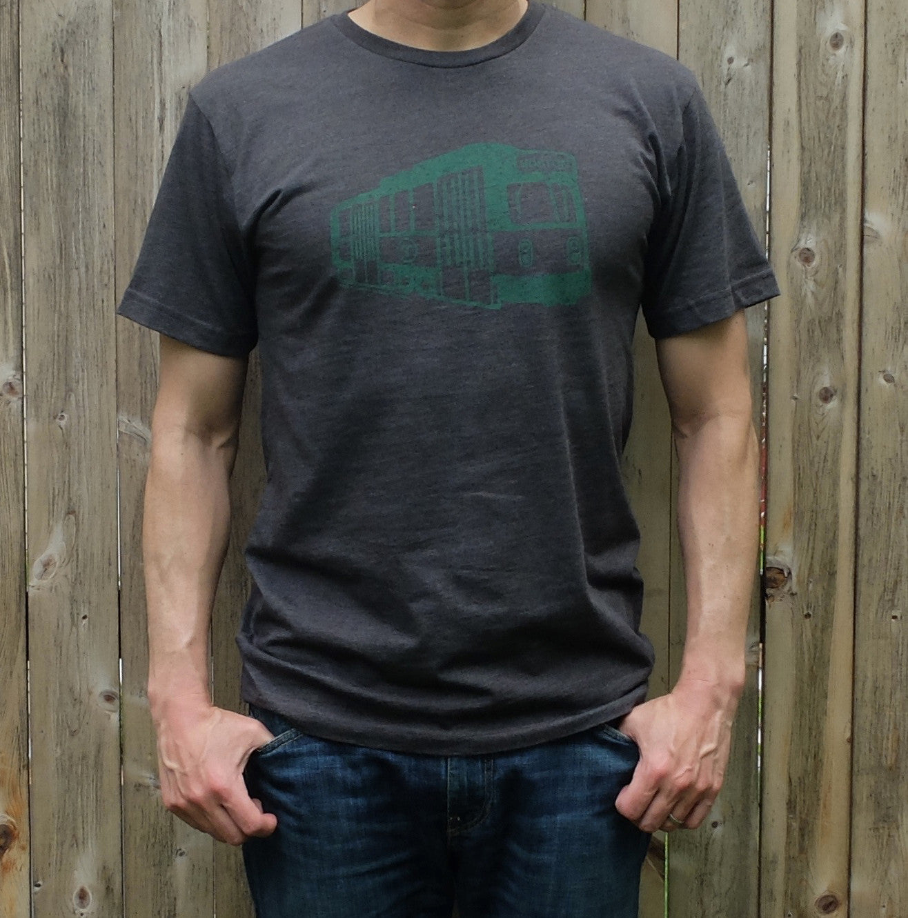 Adult Boston MBTA Green Line Trolley Tee - Heather Charcoal